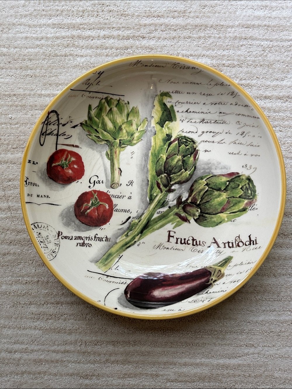 EUC Williams Sonoma 13” Pasta Serving Bowl Marche Marc Lacaze Artichoke Eggplant